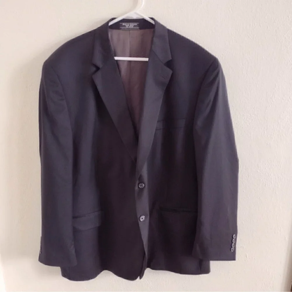 Haspel Super 110s Worsted 100% Wool Classic Suit Jacket Black Mens 52 Regular